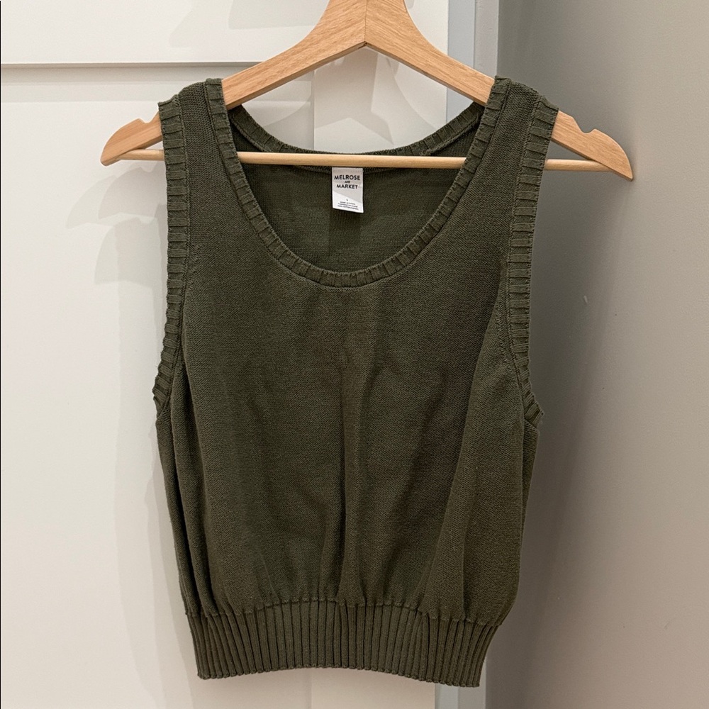 Melrose and Market Dark Green Knit Tank Top